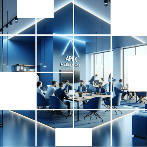 A creative collage displaying a professional meeting environment at Apex Marketings, with focus on teamwork and corporate discussion by Apex Marketings.